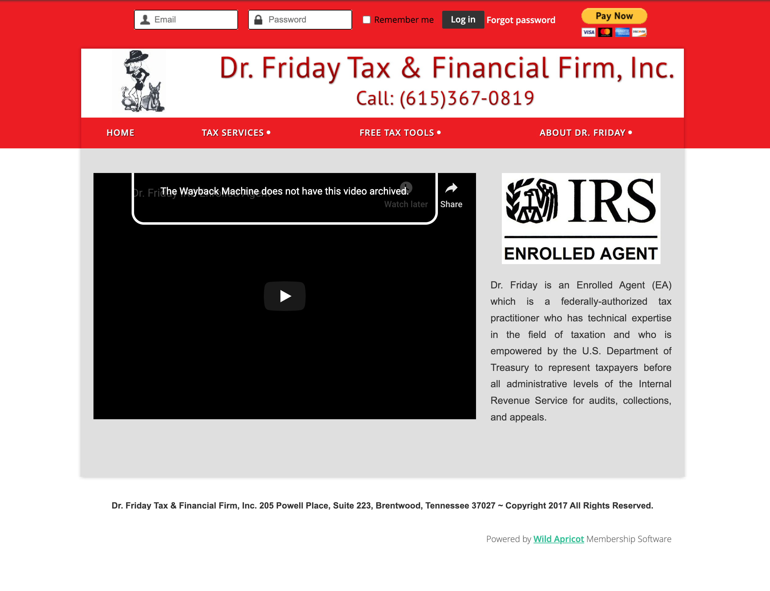 Dr. Friday's website before transformation