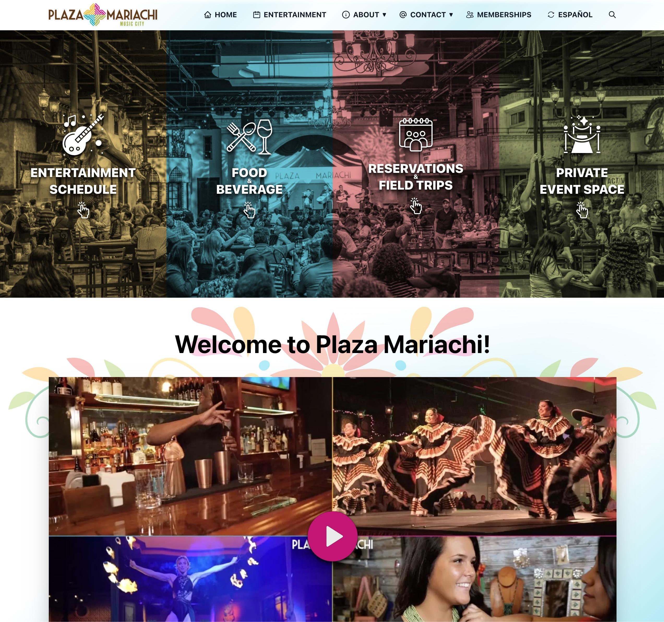 Plaza Mariachi new web design home page