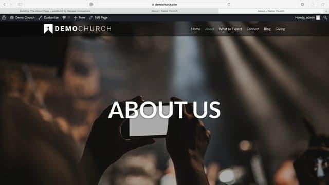 Screenshot of About Us page - DemoChurch