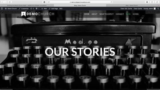 Screenshot of Blog and Giving pages - DemoChurch