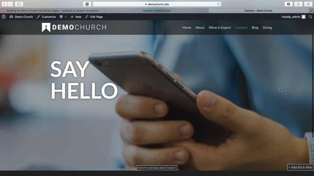 Screenshot of What to Expect and Connect pages - DemoChurch