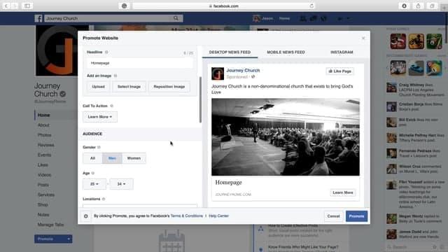 Graphic promoting Facebook and Instagram advertising for churches