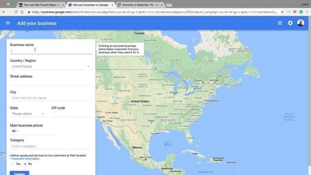 A map and online reviews illustration for churches