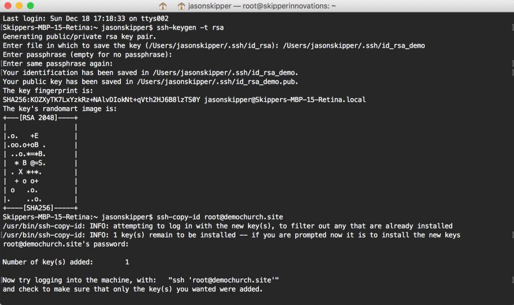 Screenshot of SSH on Mac