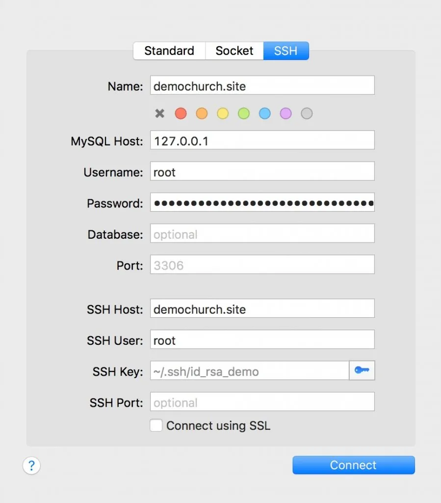 Sequel Pro setup screenshot