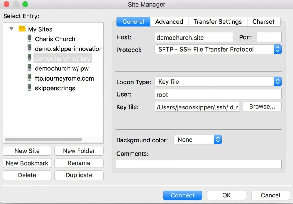 Setting up Filezilla to work with SSH keys