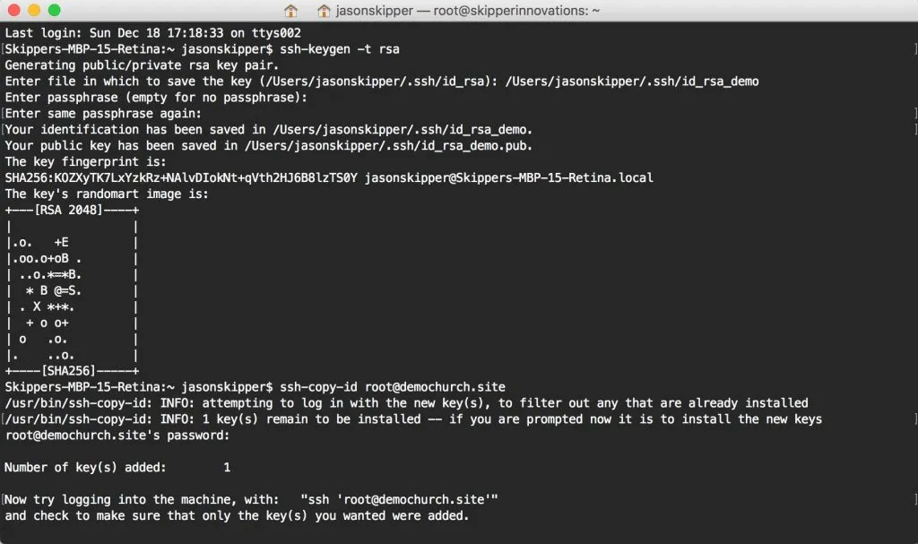 Screenshot of SSH on Mac