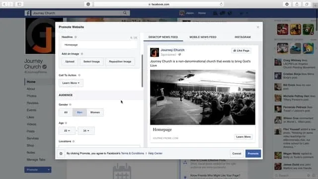 Graphic promoting Facebook and Instagram advertising for churches