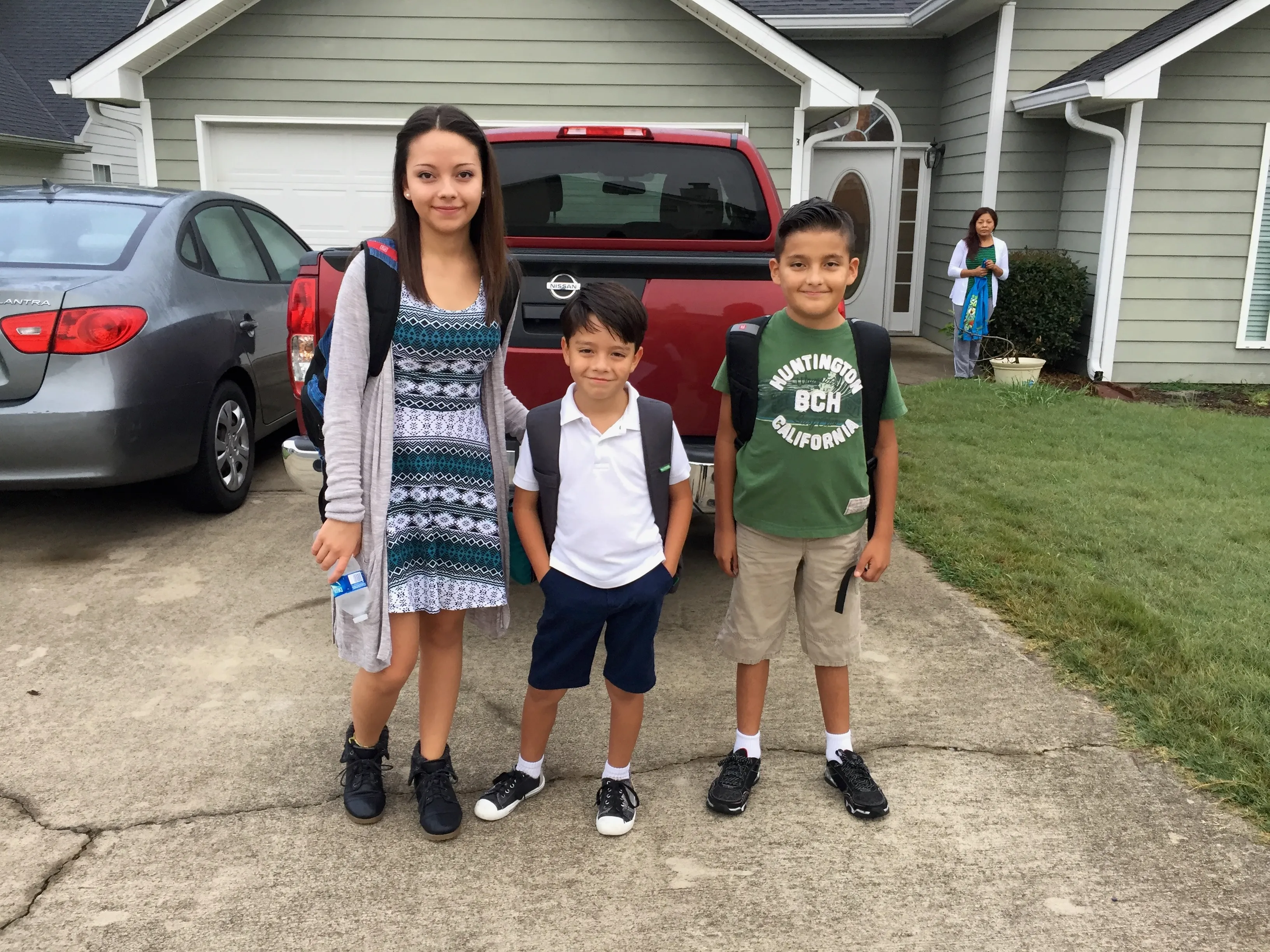 Erynn, Derrick, and Jordan on their first day of school in Rome, Georgia.