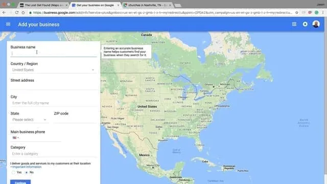 A map and online reviews illustration for churches
